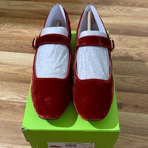 Sam Edelman Rust Velvet Flats with Gold Buckle